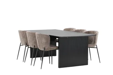 Vail Matgrupp 200 cm Rektangulär med 6 Modesto stolar - Svart - Products - Möbler - Bord & matgrupp - Matgrupp