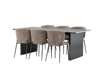 Vail Matgrupp 200 cm Rektangulär med 6 Modesto stolar - Svart - Products - Möbler - Bord & matgrupp - Matgrupp