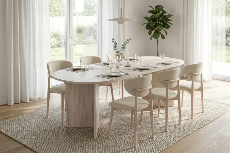 Vera Matgrupp rektangulärt 180 cm Vitlaserad med 6 Molly Matstolar - Vitlaserad - Products - Möbler - Bord & matgrupp - Matgrupp
