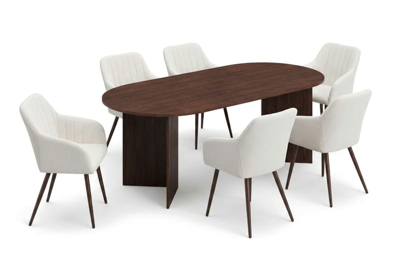 Vera Matgrupp rektangulärt 220 cm Valnöt med 6 Filippa Matstolar - Valnöt - Products - Möbler - Bord & matgrupp - Matgrupp