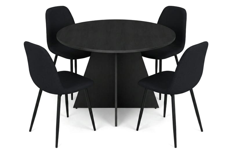Vera Matgrupp runt 110 cm Svart med 4 Nibe Matstolar - Svart - Products - Möbler - Bord & matgrupp - Matgrupp