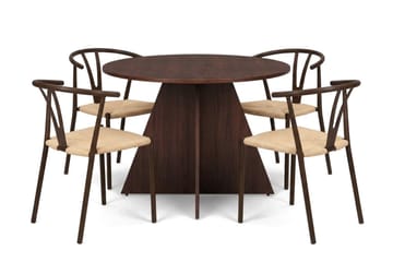 Vera Matgrupp runt 110 cm Valnöt med 4 Elysia Matstolar - Valnöt - Products - Möbler - Bord & matgrupp - Matgrupp