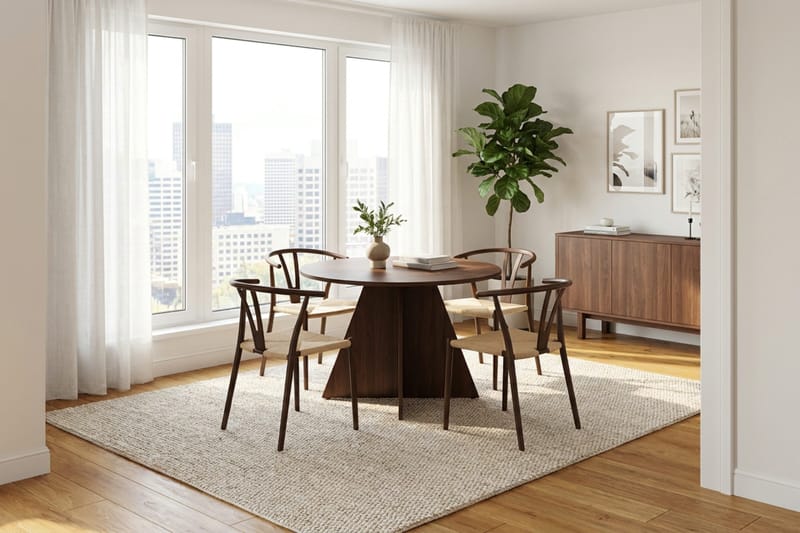 Vera Matgrupp runt 110 cm Valnöt med 4 Elysia Matstolar - Valnöt - Products - Möbler - Bord & matgrupp - Matgrupp