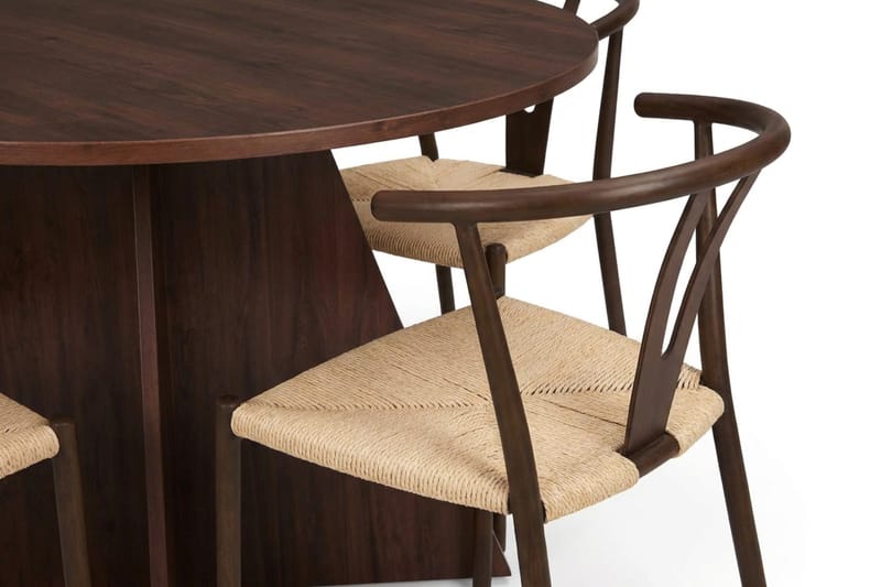 Vera Matgrupp runt 110 cm Valnöt med 4 Elysia Matstolar - Valnöt - Products - Möbler - Bord & matgrupp - Matgrupp