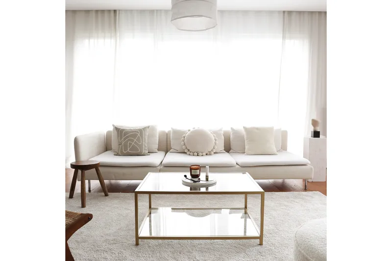 Wickaren Soffbord 90 cm - Guld/Glas - Products - Möbler - Bord & matgrupp - Soffbord