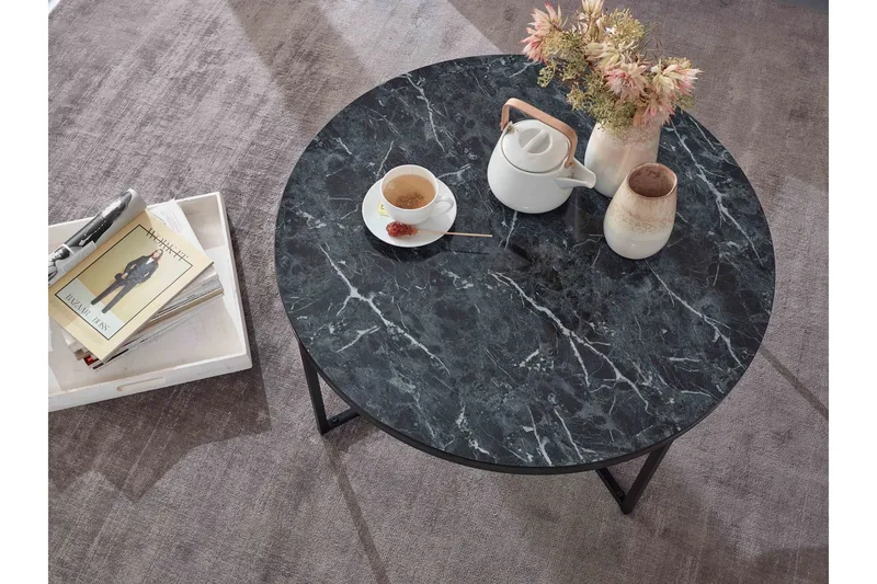 Willowdale Soffbord 80 cm Runt - Svart/Grå - Products - Möbler - Bord & matgrupp - Soffbord