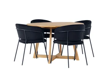 Yakidon Matgrupp 120 cm Rund med 4 Selma Stolar - Svart - Products - Möbler - Bord & matgrupp - Matgrupp