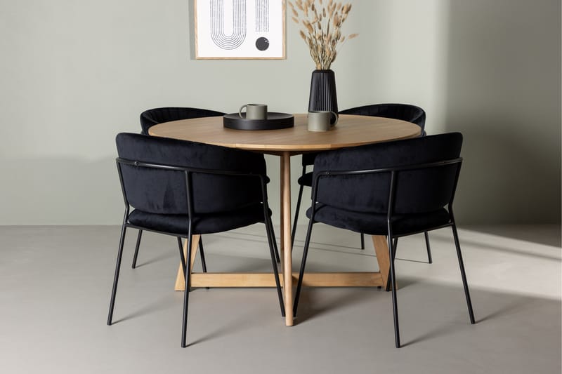 Yakidon Matgrupp 120 cm Rund med 4 Selma Stolar - Svart - Products - Möbler - Bord & matgrupp - Matgrupp