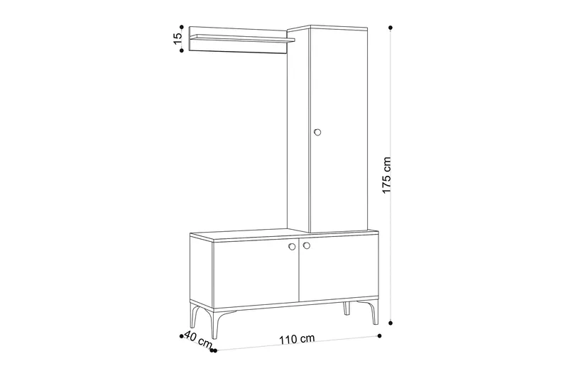 Hallmöbelset 40x110 cm - Natur/Svart - Products - Möbler - Hallmöbler - Möbelset för hall & entre