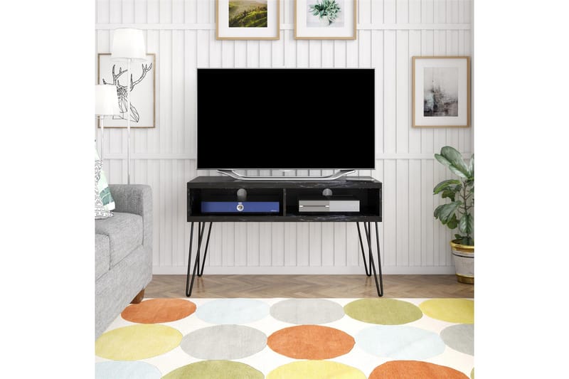 Athena Tv-bänk 107x50 cm Svart/Marmormönster - Novogratz - Products - Möbler - TV- & Mediamöbler - TV bänk & mediabänk