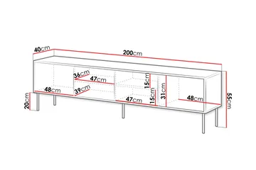 Belonger Tv-bänk 200 cm - Svart - Products - Möbler - TV- & Mediamöbler - TV bänk & mediabänk