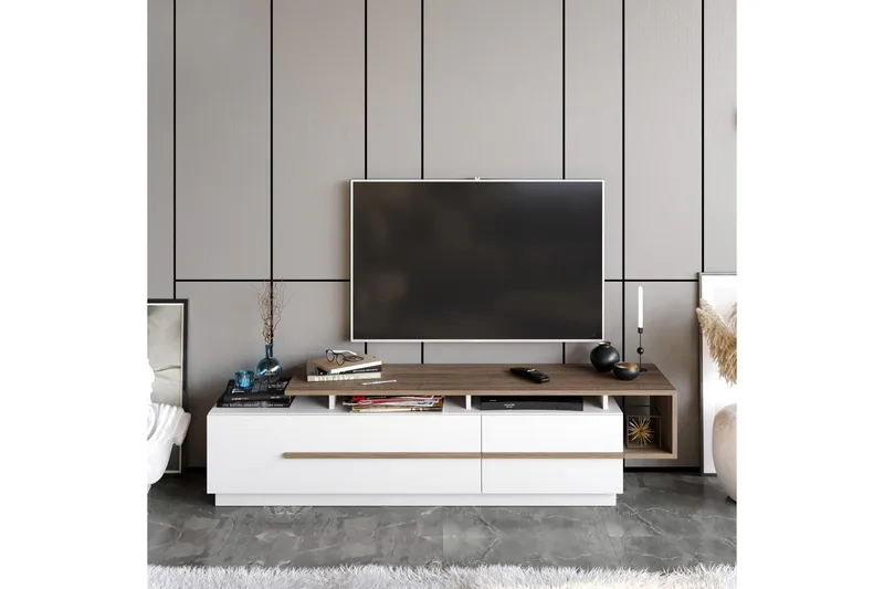 Campora Tv-bänk 150 cm - Mörkbrun/Vit - Products - Möbler - TV- & Mediamöbler - TV bänk & mediabänk