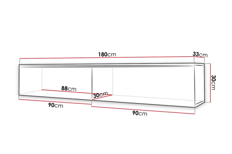 Cuguen Tv-skåp 180 cm Vit LED - Ljus Natur - Products - Möbler - TV- & Mediamöbler - TV bänk & mediabänk