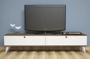 Gersby TV-Bänk 160 cm - Vit/Brun - Products - Möbler - TV- & Mediamöbler - TV bänk & mediabänk