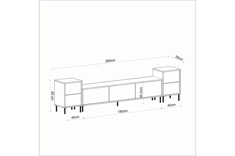 Imaj Tv-bänk 260 cm - Guld/Svart/Vit - Products - Möbler - TV- & Mediamöbler - TV bänk & mediabänk