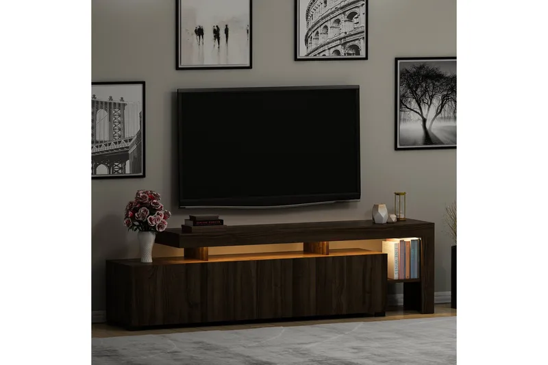 Jurukovo Tv-bänk 192x37 cm Brun - Hanah Home - Products - Möbler - TV- & Mediamöbler - TV bänk & mediabänk