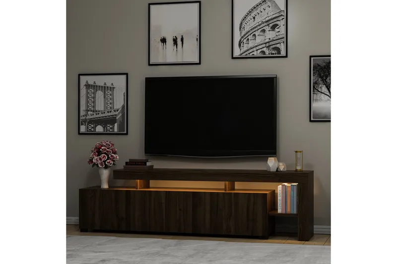 Jurukovo Tv-bänk 192x37 cm Brun - Hanah Home - Products - Möbler - TV- & Mediamöbler - TV bänk & mediabänk