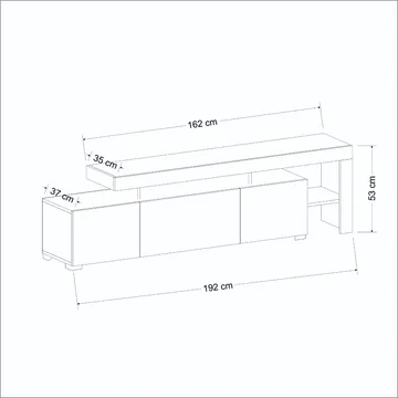 Jurukovo TV-bänk 192x53x37 cm - Travertin, varm ek - Products - Möbler - TV- & Mediamöbler - TV bänk & mediabänk