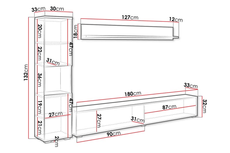 Kanehiro Tv-möbelset - Vit - Products - Möbler - TV- & Mediamöbler - TV-möbelset
