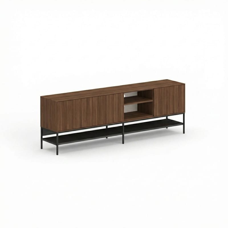 Kenvor Tv-bänk 180 cm, Milano Walnut, Wood Black, Black