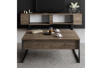 Luxe Tv bänk med Förvaring 180x50 cm - Brun / Svart / Trä - Products - Möbler - TV- & Mediamöbler - TV bänk & mediabänk