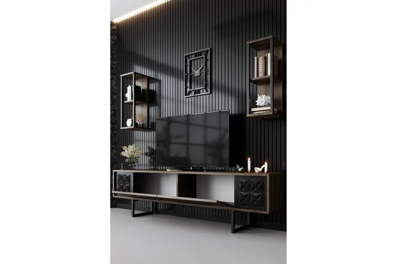 Manchan Tv-möbelset 180 cm - Valnöt/Svart - Products - Möbler - TV- & Mediamöbler - TV bänk & mediabänk