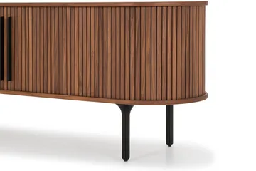 Noira Oval TV bänk Valnöt 150x45 cm Ribbad - Mörkbrunt / Brunt Trä - Products - Möbler - TV- & Mediamöbler - TV bänk & mediabänk