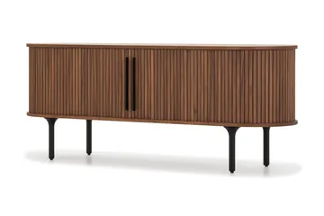 Noira Oval TV bänk Valnöt 150x45 cm Ribbad - Mörkbrunt / Brunt Trä - Products - Möbler - TV- & Mediamöbler - TV bänk & mediabänk