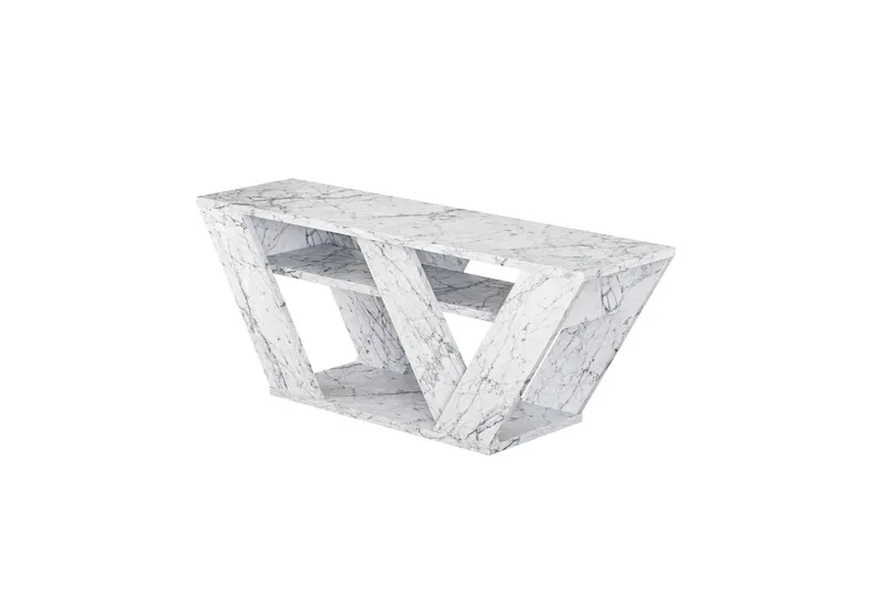 Pipralla Tv-bänk 110 cm, Vit marmor