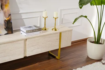 Serenity Tv-bänk 180x30 cm - Travertin/Guld - Products - Möbler - TV- & Mediamöbler - TV bänk & mediabänk