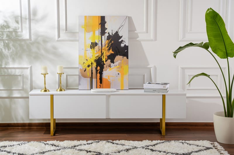 Serenity Tv-bänk 180x30 cm - Vit/Guld - Products - Möbler - TV- & Mediamöbler - TV bänk & mediabänk