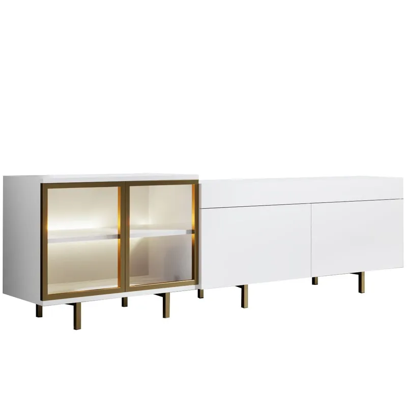 Seyring Tv-bänk 190 cm, Vitt och guld