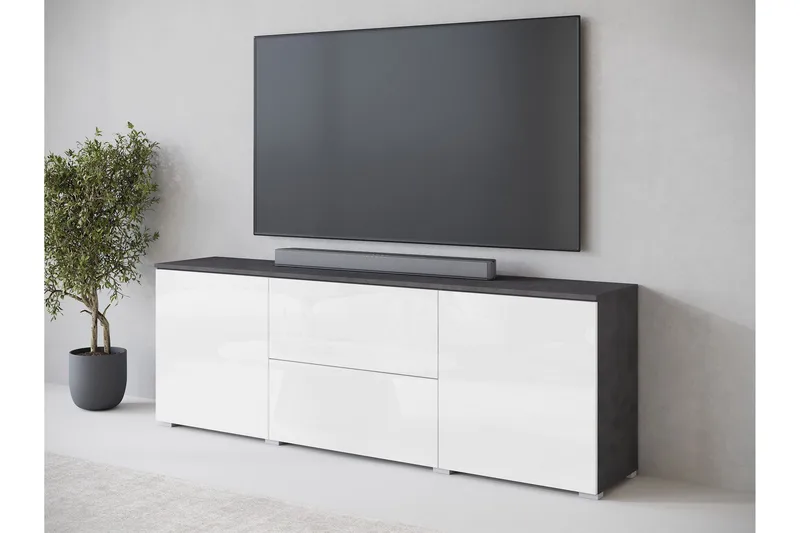 Sherie Tv-bänk 180 cm - Vit/Grå - Products - Möbler - TV- & Mediamöbler - TV bänk & mediabänk