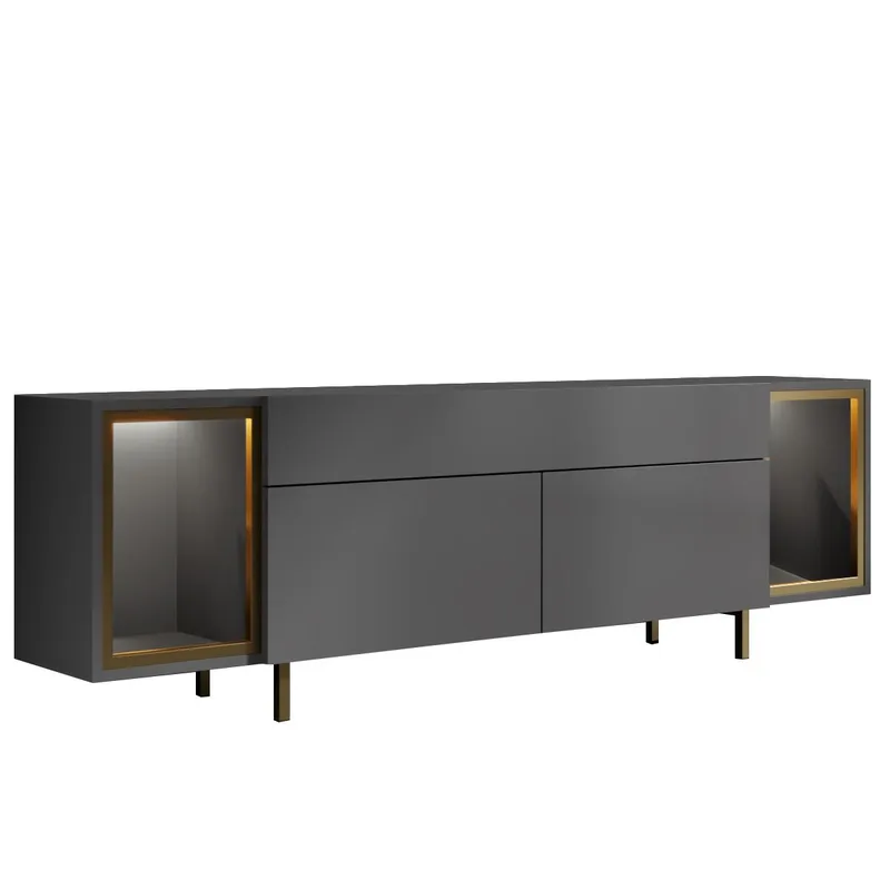 Sosan TV-bänk 180x55x32 cm, Antracit och guld