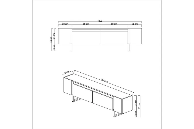 TV-bänk Sozi Vit / Argentu - Vit / Argentu - Products - Möbler - TV- & Mediamöbler - TV bänk & mediabänk