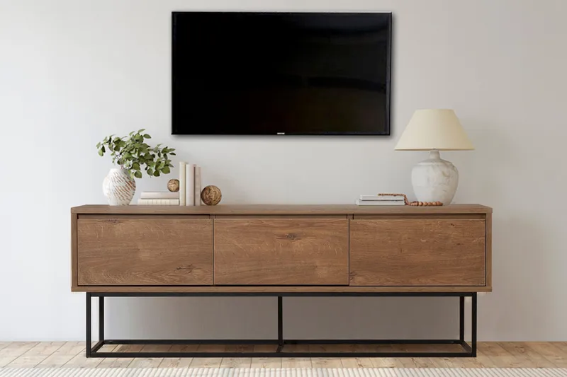 Zefiria Tv-bänk 140 cm - Mörkbrun/Svart - Products - Möbler - TV- & Mediamöbler - TV bänk & mediabänk