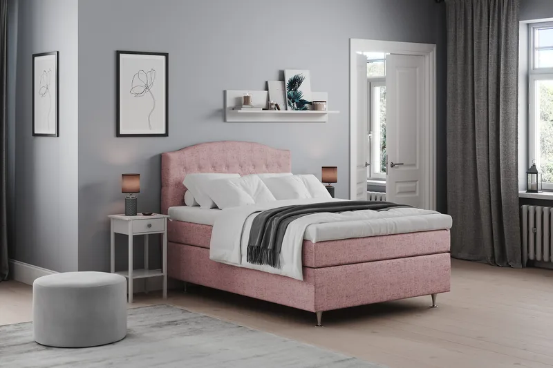 Belda Kontinentalsäng 120x200Medium - Rosa - Products - Möbler - Säng - Enkelsäng