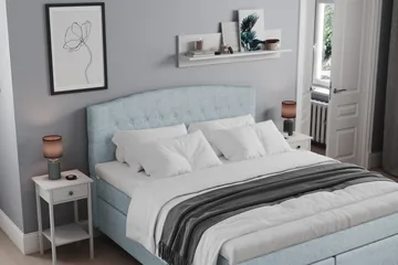 Belda Kontinentalsäng 160x200Fast/Medium - Ljusblå - Products - Möbler - Säng - Kontinentalsäng