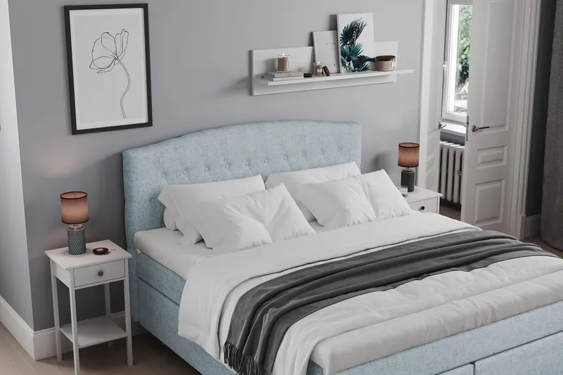 Belda Kontinentalsäng 160x200Fast/Medium - Ljusblå - Products - Möbler - Säng - Kontinentalsäng