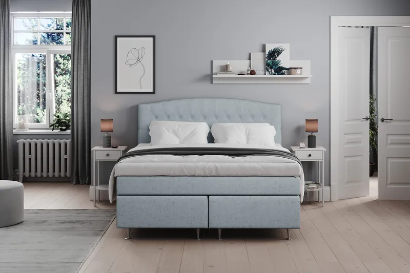 Belda Kontinentalsäng 180x200Fast/Medium - Ljusblå - Products - Möbler - Säng - Kontinentalsäng