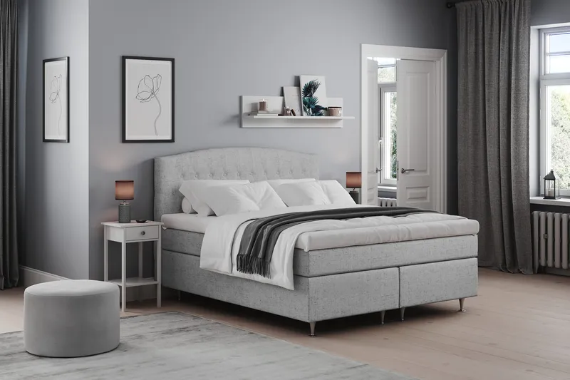 Belda Sängpaket 160x200 Fast - Ljusgrå - Products - Möbler - Säng - Kontinentalsäng