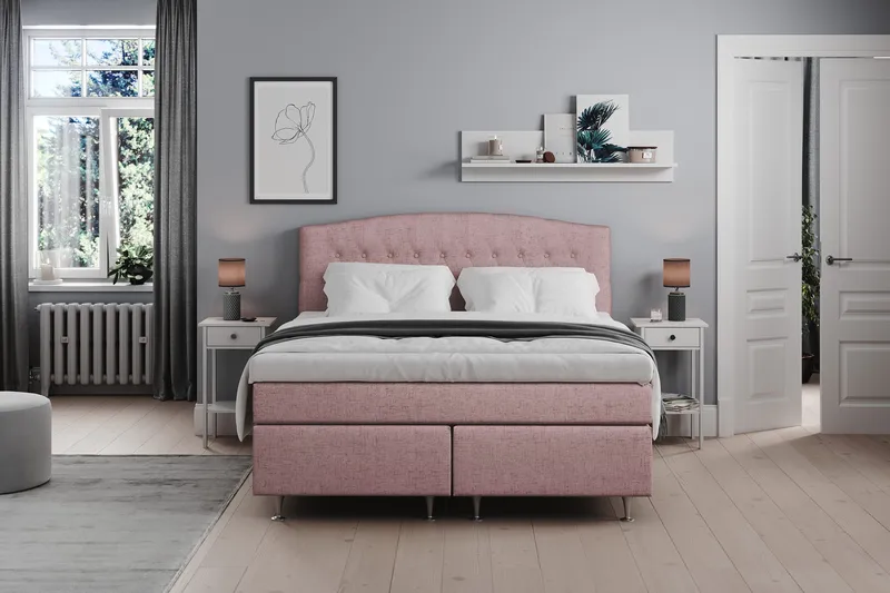 Belda Sängpaket 160x200 Fast - Rosa - Products - Möbler - Säng - Kontinentalsäng