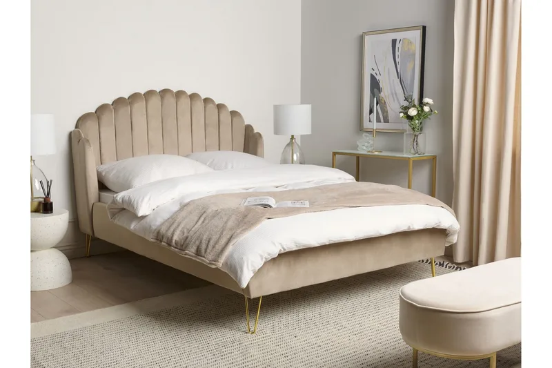 Benicio Sängram 140x200 cm - Taupe/Guld - Products - Möbler - Säng - Sängram & sängstomme