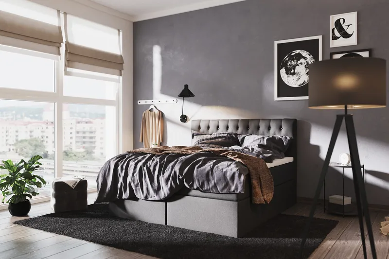 Boxy Box Bed 160x200 cm - Svart/Grå - Products - Möbler - Säng - Säng med förvaring