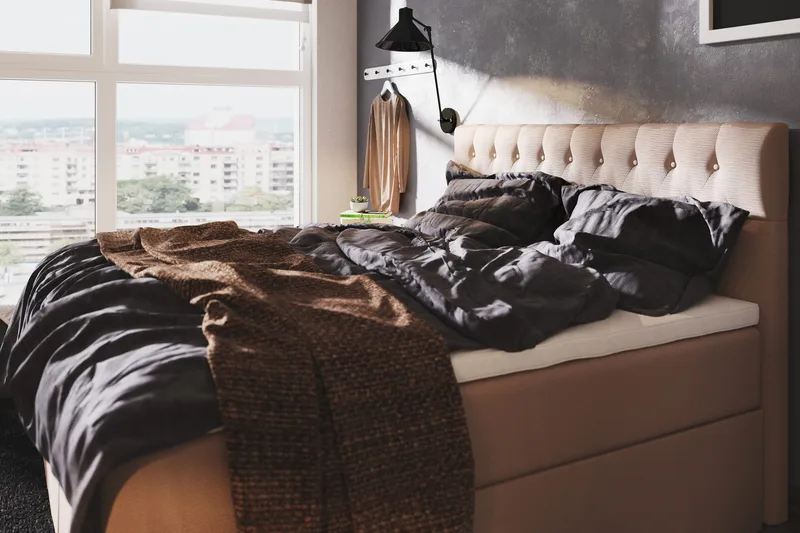 Boxy Box Bed Säng med Förvaring 120x200 cm - Beige - Products - Möbler - Säng - Säng med förvaring