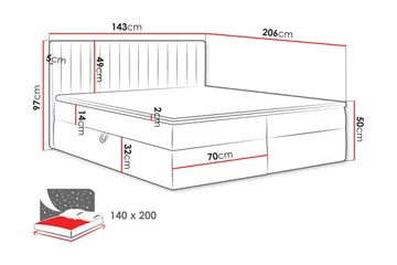 Calrosor Sängpaket Kontinentalsäng med Förvaring 140x200 cm - Beige - Products - Möbler - Säng - Komplett sängpaket