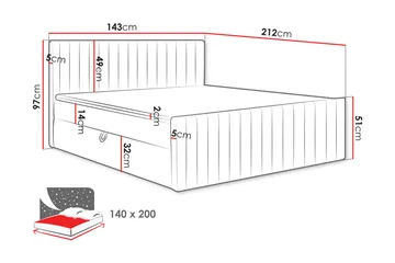Calrosor Sängpaket Kontinentalsäng med Förvaring 140x200 cm - Rosa - Products - Möbler - Säng - Komplett sängpaket