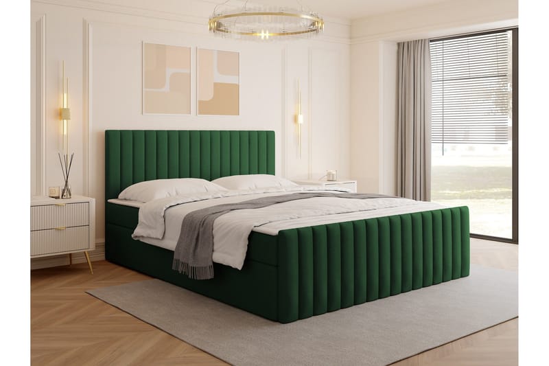 Calrosor Sängpaket Kontinentalsäng med Förvaring 160x200 cm - Grön - Products - Möbler - Säng - Komplett sängpaket