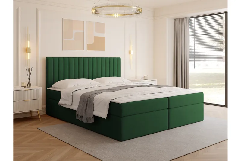 Calrosor Sängpaket Kontinentalsäng med Förvaring 180x200 cm - Grön - Products - Möbler - Säng - Komplett sängpaket