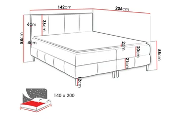 Celestine Förvaringssäng 140x200 cm - Grå - Products - Möbler - Säng - Komplett sängpaket